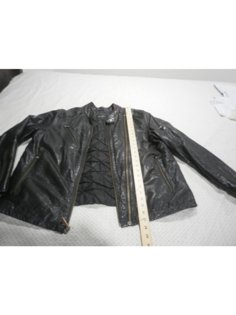 Vintage Retro Sean John Leather  Biker Jacket Men's Size XL Zippers - Picture 5 of 11